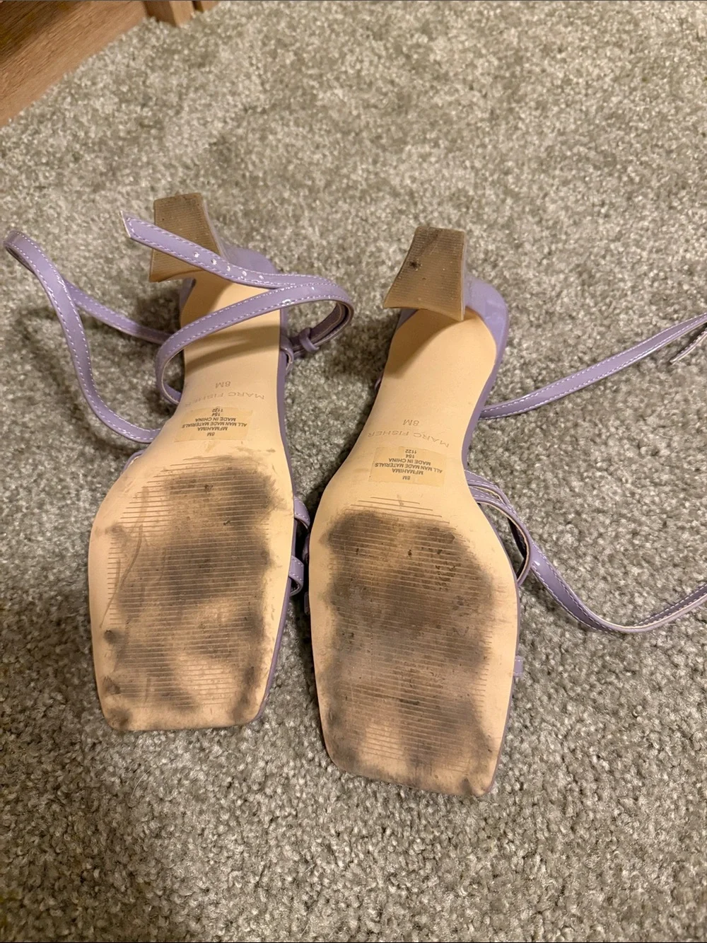 Marc Fisher Lavender Strappy Square-Toe Heel
